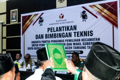 Sebanyak 36 Panwascam Aceh Tamiang, Dilantik dan ditugaskan untuk Mengawasi tahapan Pilkada 2024